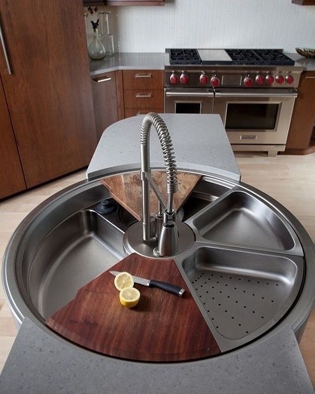 mẫu nhà bếp đẹp - bồn rửa hình tròn